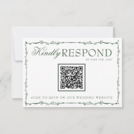 Fancy Smaragdgroene Takken Boho QR Code Bruiloft RSVP Kaartje