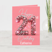 Fancy Sparkling Diamond-Encrusted 21st Verjaardag Kaart (Voorkant)