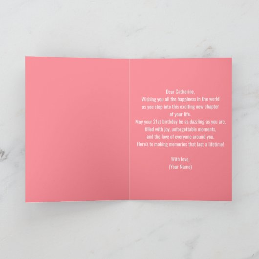 Fancy Sparkling Diamond-Encrusted 21st Verjaardag Kaart (Binnen)