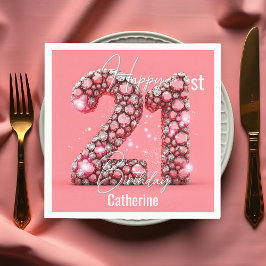 Fancy Sparkling Diamond-Encrusted 21st Verjaardag Servet