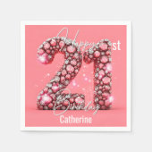 Fancy Sparkling Diamond-Encrusted 21st Verjaardag Servet (Voorkant)