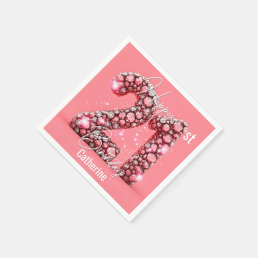 Fancy Sparkling Diamond-Encrusted 21st Verjaardag Servet (Hoek)