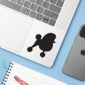 Fancy Speelgoed poedel hond silhouet vinyl Sticker (Laptop met iPhone)