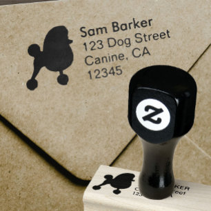Fancy Speelgoed Poodle Dog Silhouette Return-adres Rubberstempel