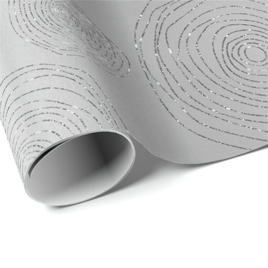 Fancy Spirale .Circles Grijs Monochromatische Zilv Cadeaupapier (Rol Hoek)
