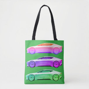 Fancy sportwagens in felle kleuren zijn aan het wi tote bag