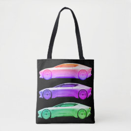 Fancy sportwagens in felle kleuren zijn aan het wi tote bag