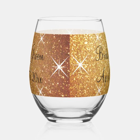 Fancy sprankelend gouden glitter glam bruiloft cus wijnglas zonder voet (Rechts)