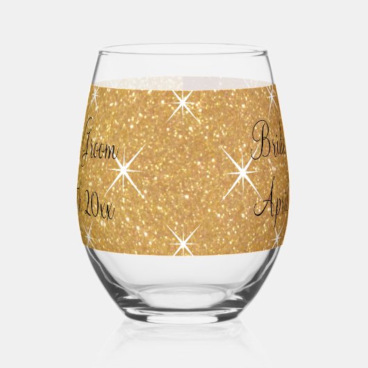 Fancy sprankelend gouden glitter glam bruiloft cus wijnglas zonder voet (Links)