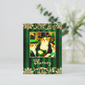 Fancy St Patrick's Day Cats Blarney met Stripes Briefkaart (Staand voorkant)