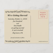 Fancy Standaard Poedels Bruiloft Save the Date Aankondigingskaart (Achterkant)