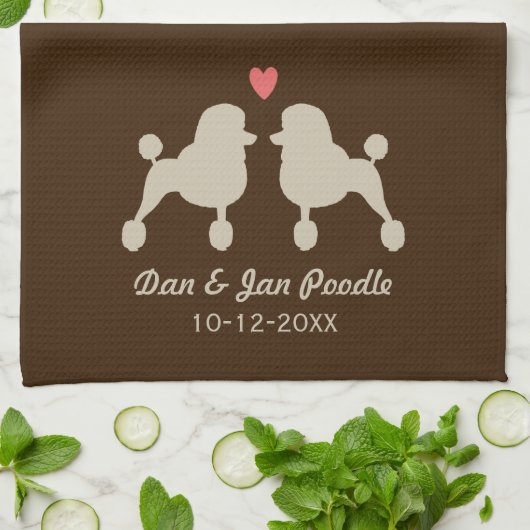 Fancy standaardspuiten met hart en tekst theedoek (Gevouwen)