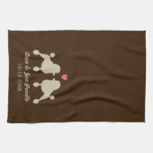 Fancy standaardspuiten met hart en tekst theedoek (Horizontaal)