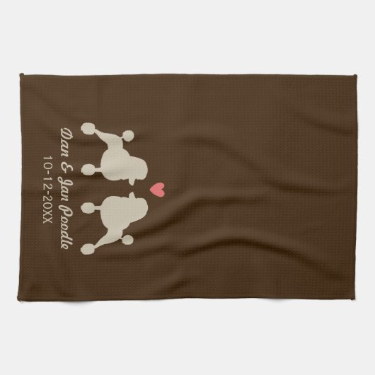 Fancy standaardspuiten met hart en tekst theedoek (Horizontaal)