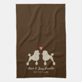 Fancy standaardspuiten met hart en tekst theedoek (Verticaal)