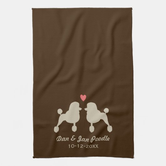 Fancy standaardspuiten met hart en tekst theedoek (Verticaal)