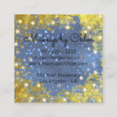 Fancy Starry Glittery Blue en Gold Makeup Artist Vierkante Visitekaartje (Achterkant)
