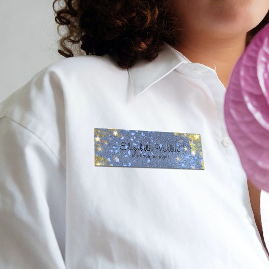 Fancy Starry Glittery Blue en Gold Professional Naamplaatje