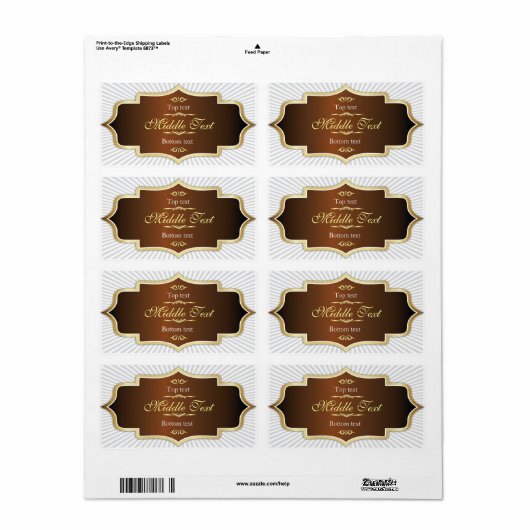 Fancy stijl Jam Jelly Label Bruin (Full Sheet)