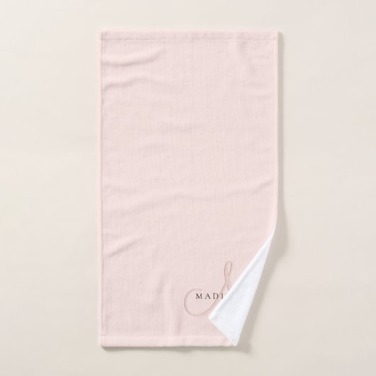 Fancy Stijlvol Blush Pink Monogram Script Bad Handdoek (Handdoek)