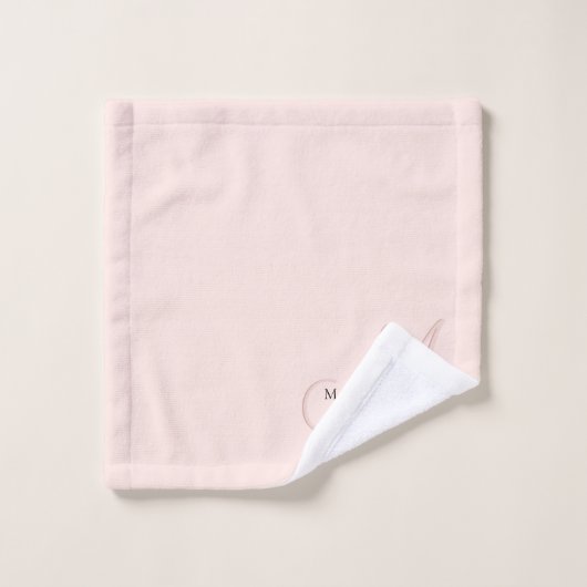 Fancy Stijlvol Blush Pink Monogram Script Bad Handdoek (Wasdoekje)