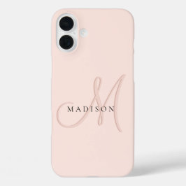 Fancy Stijlvol Blush Pink Monogram Script iPhone 16 Plus Hoesje