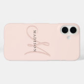 Fancy Stijlvol Blush Pink Monogram Script Case-Mate iPhone Case (Achterkant (horizontaal))