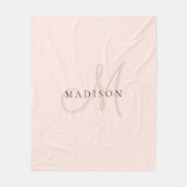 Fancy Stijlvol Blush Pink Monogram Script Fleece Deken (Voorkant)