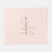 Fancy Stijlvol Blush Pink Monogram Script Fleece Deken (Voorkant (Horizontaal))