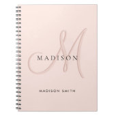 Fancy Stijlvol Blush Pink Monogram Script Notitieboek (Voorkant)