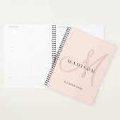 Fancy Stijlvol Blush Pink Monogram Script Planner (Display)