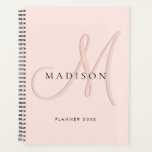 Fancy Stijlvol Blush Pink Monogram Script Planner<br><div class="desc">Elegant fancy verfijnd monogram script</div>