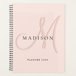 Fancy Stijlvol Blush Pink Monogram Script Planner