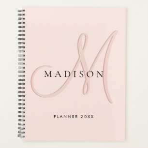Fancy Stijlvol Blush Pink Monogram Script Planner