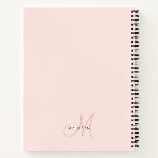 Fancy Stijlvol Blush Pink Monogram Script Recept Notitieboek (Achterkant)