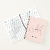 Fancy Stijlvol Blush Pink Monogram Script Recept Notitieboek (Binnen)
