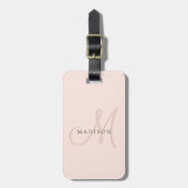 Fancy Stijlvol Blush Roze Monogram Bagagelabel (Voorkant verticaal)