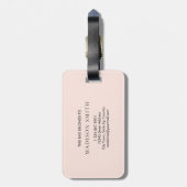 Fancy Stijlvol Blush Roze Monogram Bagagelabel (Achterkant verticaal)