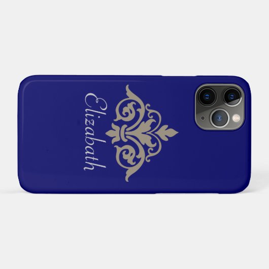 Fancy stijlvol en elegant Damask Monogram Case-Mate iPhone Case (Achterkant (horizontaal))