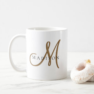 Fancy stijlvol zwart en goud monogram schrift koffiemok
