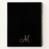 Fancy stijlvol zwart en goud monogram schrift notitieboek (Achterkant)