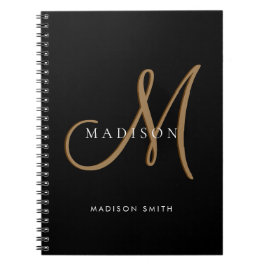 Fancy stijlvol zwart en goud monogram schrift notitieboek
