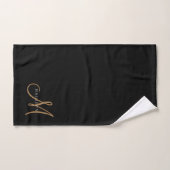 Fancy Stijlvol Zwart en Goud Monogram Script Bad Handdoek (Handdoek)