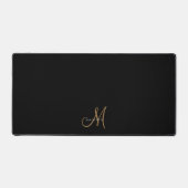 Fancy Stijlvol Zwart en Goud Monogram Script Bureaumat (Voorkant)