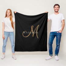 Fancy Stijlvol Zwart en Goud Monogram Script