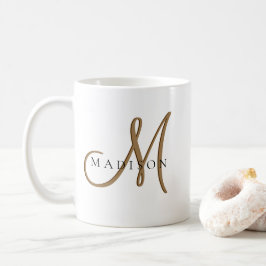 Fancy Stijlvol Zwart en Goud Monogram Script Koffiemok
