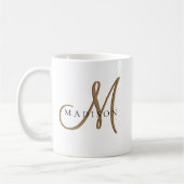 Fancy Stijlvol Zwart en Goud Monogram Script Koffiemok (Links)
