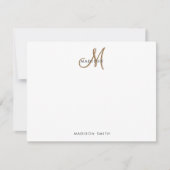 Fancy Stijlvol Zwart en Goud Monogram Script Notitiekaartje (Voorkant)