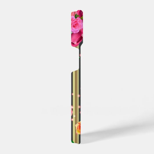 Fancy stijlvolle grafische Rozen op gouden en zwar iPhone Hoesje (Rechterkant)