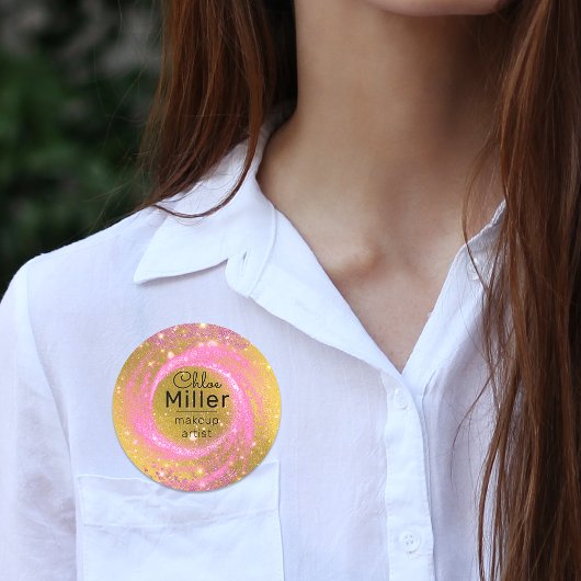 Fancy stijlvolle, sparkly Pink en Gold Makeup Arti Naamplaatje